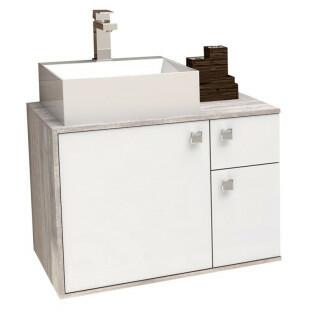 Gabinete de Banheiro Caeté 60 com Cuba Cubo Cozimax Branco/Calcare