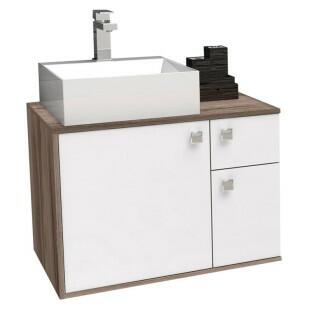 Gabinete de Banheiro Caeté 60 com Cuba Cubo Cozimax Branco/Tamarindo