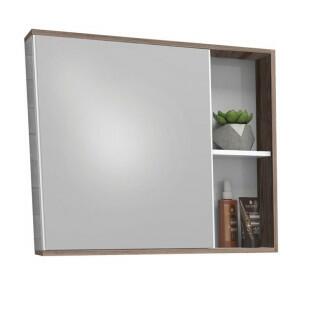 Espelho Para Banheiro Madeira Com Porta Caeté 60 Cozimax Branco/Tamarindo