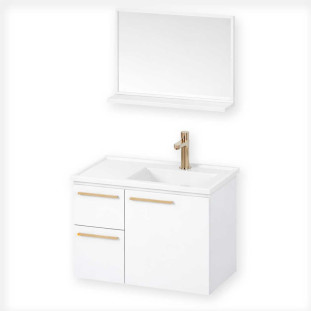 Conjunto para Banheiro em Aço 62x38x36cm Caja 60 com Espelho Cozimax Branco
