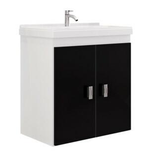 Gabinete Para Banheiro Madeira Ficus 50 Cozimax Branco/Preto