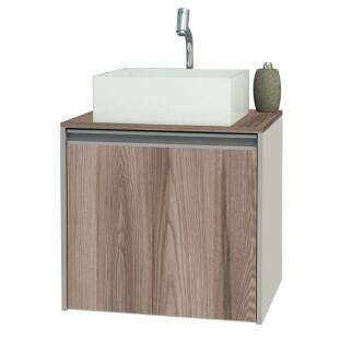 Gabinete Para Banheiro Madeira Poti 50 Cuba Prisma Cozimax Nudi/Tamarindo