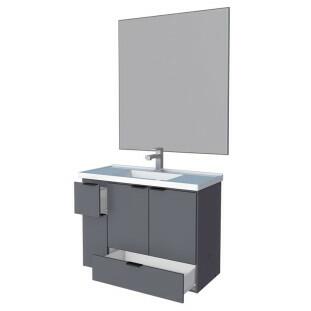 Conjunto Para Banheiro Orquídea 80 Com Espelho Bisotê 800x850 Cozimax Cinza
