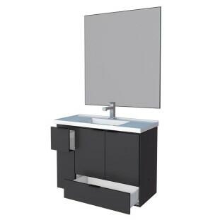 Conjunto Para Banheiro Orquídea 80 Com Espelho Bisotê 800x850 Cozimax Preto