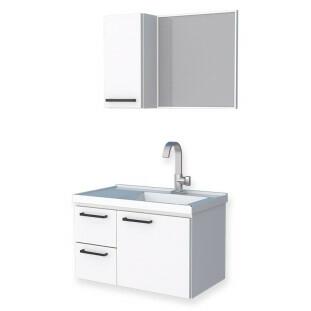 Conjunto Para Banheiro Aço Gabinete e Espelho Romã 60 Cozimax Branco