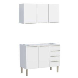 Cozinha Completa Aço Gabinete Para Pia 120cm com Armário Aéreo Flora Cozimax Branco