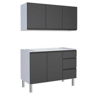Cozinha Completa Gabinete Para Pia e Armário Aéreo Gaia 120cm Cozimax Preto