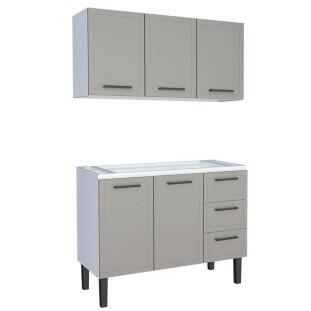 Cozinha Gabinete e Aéreo 120 Juno 3G Cozimax Cinza Argila