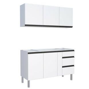 Cozinha Completa Gabinete Para Pia e Armário Aéreo Gaia 150cm Cozimax Branco 