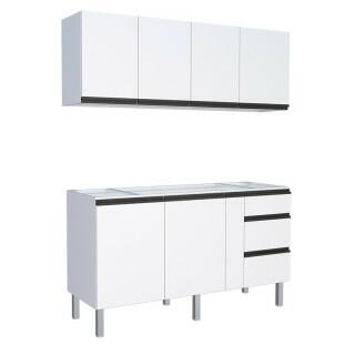 Cozinha Completa Gabinete Para Pia e Armário Aéreo Gaia 160cm Cozimax Branco 