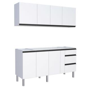 Cozinha Completa Gabinete Para Pia e Armário Aéreo Gaia 180cm Cozimax Branco