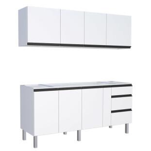 Cozinha Completa Gabinete Para Pia e Armário Aéreo Gaia 200cm Cozimax Branco 