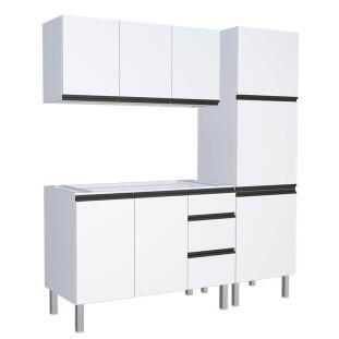 Cozinha Completa 200cm Gabinete Para Pia Com Armário Aéreo e Paneleiro Gaia Cozimax Branco