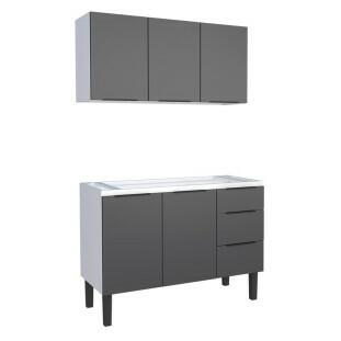 Cozinha Completa Gabinete Para Pia 120cm e Armário Aéreo Júpiter Cozimax Preto