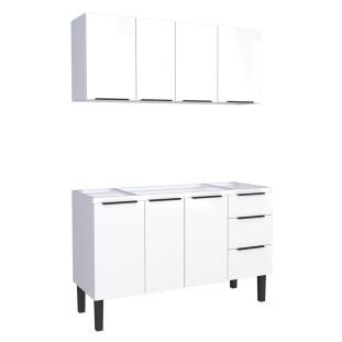 Cozinha Completa Gabinete Para Pia 140cm e Armário Aéreo Júpiter Cozimax Branco