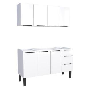 Cozinha Completa Gabinete Para Pia 150cm e Armário Aéreo Júpiter Cozimax Branco