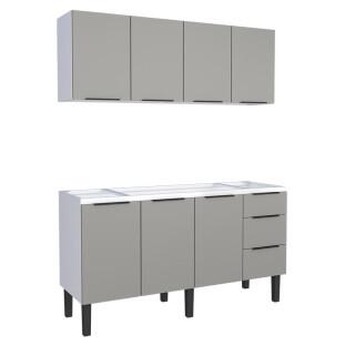 Cozinha Completa Gabinete Para Pia 160cm e Armário Aéreo Júpiter Cozimax Cinza