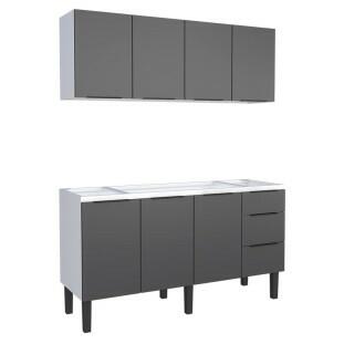 Cozinha Completa Gabinete Para Pia 160cm e Armário Aéreo Júpiter Cozimax Preto