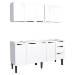 Cozinha Completa Gabinete Para Pia 180cm e Armário Aéreo Júpiter Cozimax Branco