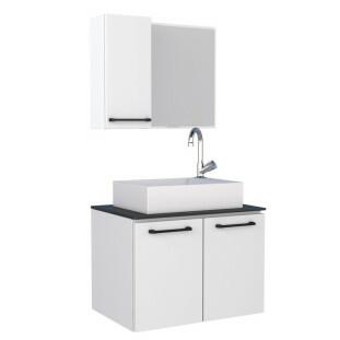 Conjunto Para Banheiro Aço Pêssego 60 com Cuba Prisma Cozimax Branco