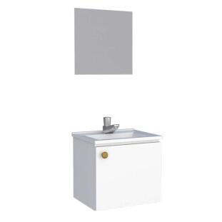 Conjunto Gabinete Para Banheiro Aço com Espelho Amêndoa 40 Cozimax Branco