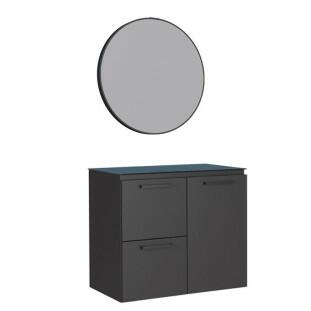 Conjunto Banheiro Aço Gabinete Osiris 60 Com Espelho Luna Sem Cuba Cozimax Preto