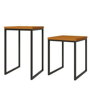 Conjunto de Mesas Lateral e Apoio Para Sala 40x40 Iron EAX Móveis Cedro 
