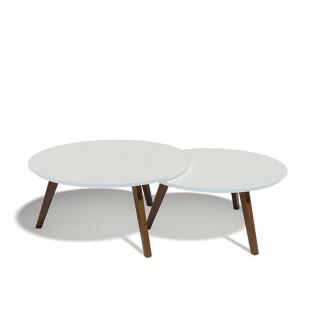 Conjunto Com 2 Mesas de Centro Redonda Classic Imcal Branco