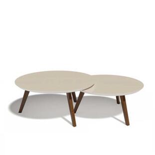 Conjunto Com 2 Mesas de Centro Redonda Classic Imcal Off White