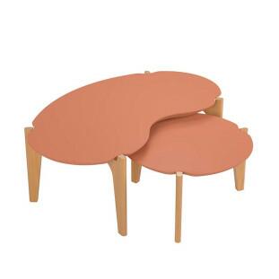 Conjunto de Mesa de Centro Florida 105cm e 55cm Lukaliam Luanda/Freijo