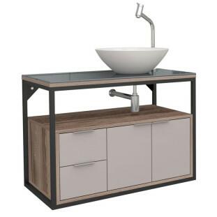 Gabinete Para Banheiro Apoema 80 com Cuba Cuia Cozimax Nudi/Tamarindo
