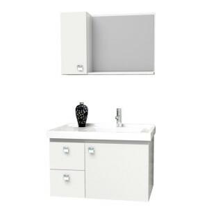 Conjunto Para Banheiro Madeira Gabinete e Espelho Moara 60 Cozimax Branco