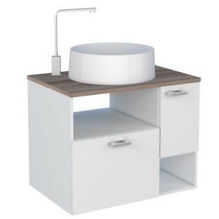 Gabinete Para Banheiro Iara 60 com Cuba Domo Cozimax Branco/Tamarindo