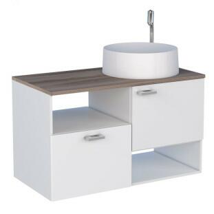Gabinete Para Banheiro Iara 80 com Cuba Domo Cozimax Branco/Tamarindo