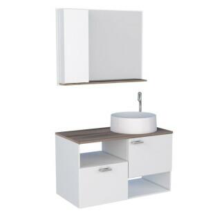 Conjunto de Banheiro Iara 80 com Cuba Domo Cozimax Branco/Tamarindo