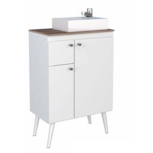 Gabinete de Banheiro Retrô Itaúna 60 Cuba Prisma Cozimax Branco/Tamarindo