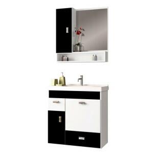 Conjunto Para Banheiro Madeira Orquídea 60 Cozimax Branco/Preto