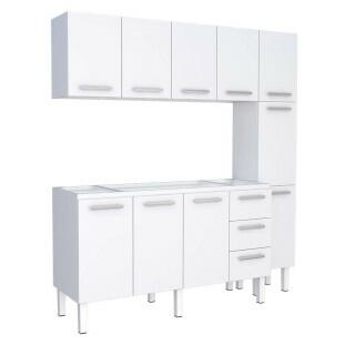 Cozinha Completa de Aço Gabinete Para Pia 160cm com Aéreo e Paneleiro Vênus Cozimax Branco