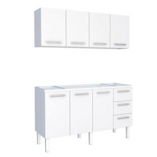 Cozinha de Aço Gabinete Para Pia 160cm com Armário Aéreo Vênus Cozimax Branco