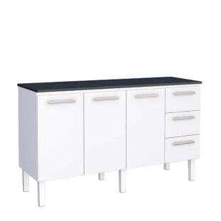 Balcão Cozinha Aço 160 Vênus 3 Gavetas Com Tampo Cozimax Branco