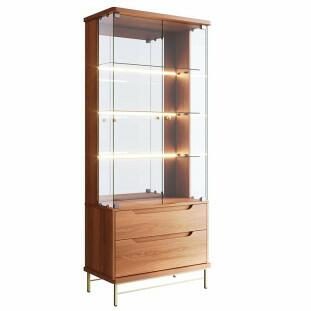 Cristaleira Com LED Vidro e Espelho 182x76cm Adhalia Lukaliam Jequitiba