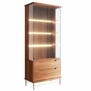Cristaleira Com LED Vidro 182x76cm Adhalia Lukaliam Jequitiba