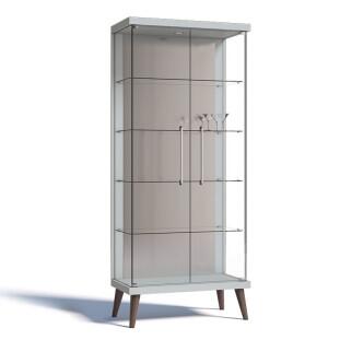 Cristaleira de Vidro Espelho Moderna Com LED 75x179 Tifanny Imcal Branco