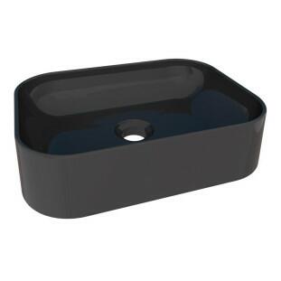 Cuba Para Banheiro Oval 39x29 Mármore Sintético Luna Cozimax Preto