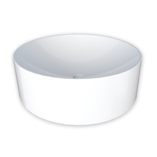 Cuba Para Banheiro Redonda 35x35X13cm Mármore Sintético Domo Cozimax Branco