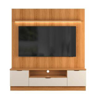 Estante Home Sala 180cm Para TV 75 Pol Atenas Lukaliam Jequitiba/Off White