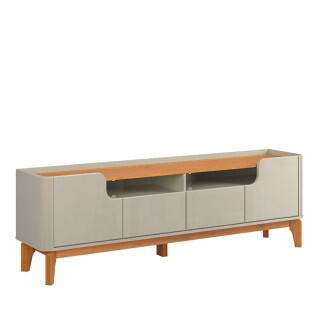 Rack com 180cm Cantos Arredondados 4 portas Para Tv 75 Flip 1.8 Patrimar Off White/Cinamomo
