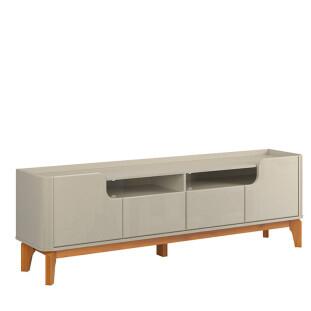 Rack com 180cm Cantos Arredondados 4 portas Para Tv 75 Flip 1.8 Patrimar Off White