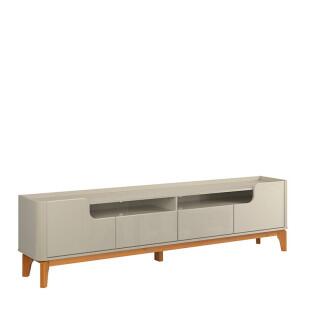 Rack com 220cm Cantos Arredondados 4 portas Para Tv 75 Flip 2.2 Patrimar Off White