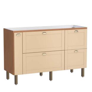 Gabinete De Madeira Para Pia De Cozinha 150cm Estilo Americano Grou Cozimax Areia/Jequitiba